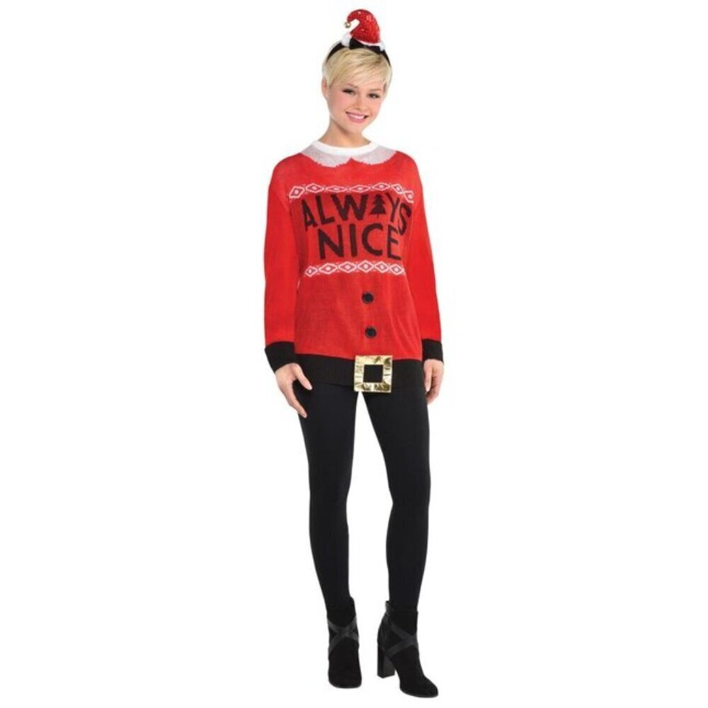 "Always Nice" Santa Clause Ugly Christmas Sweater Adult S/M